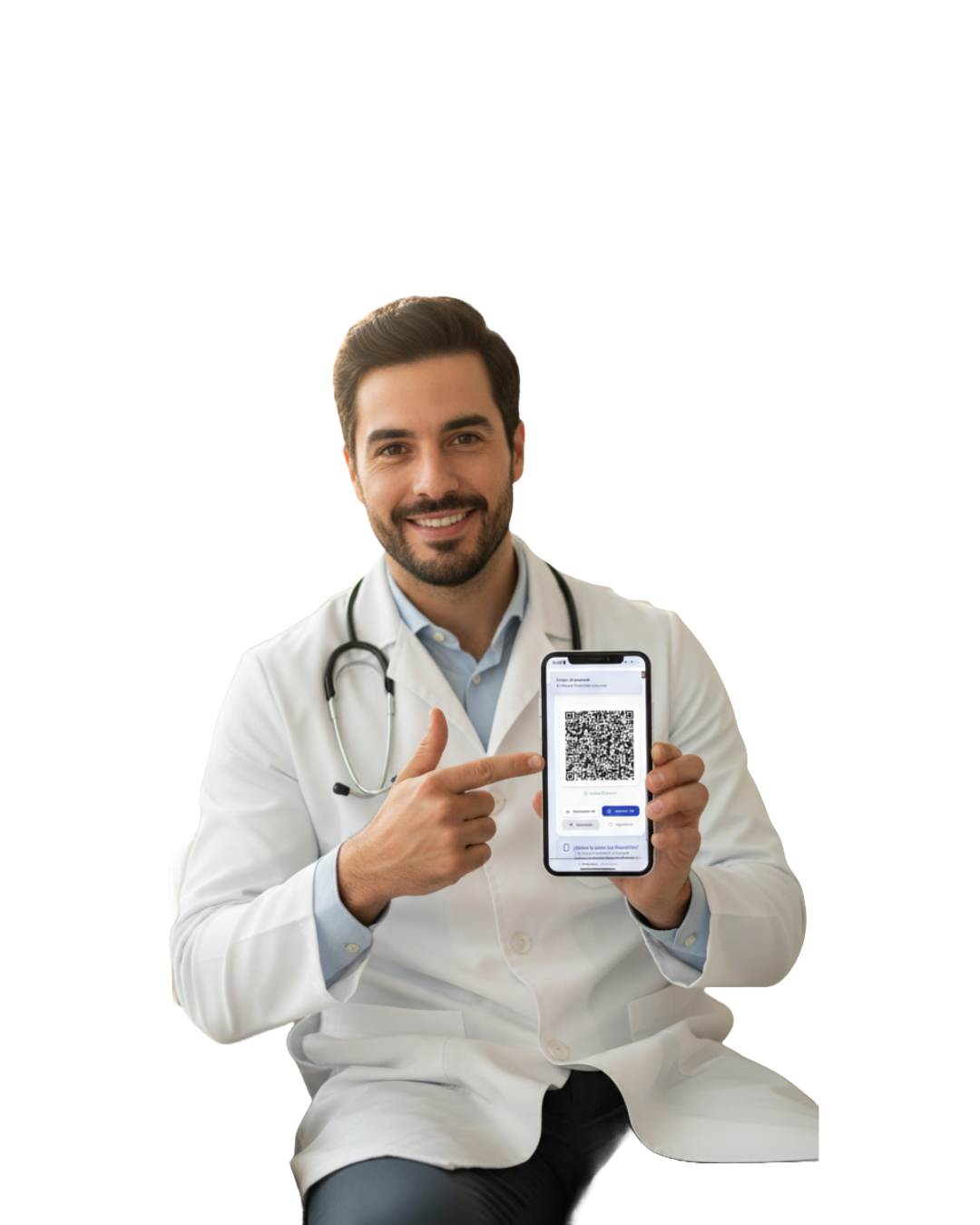 Médico feliz usando IxcheA - Facturación automática